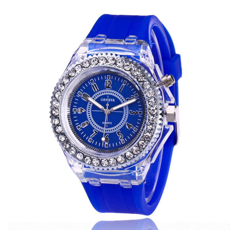 LED Luminous Watches Geneva Dam Quartz Watch Dam Dam Silikon Armband Klockor