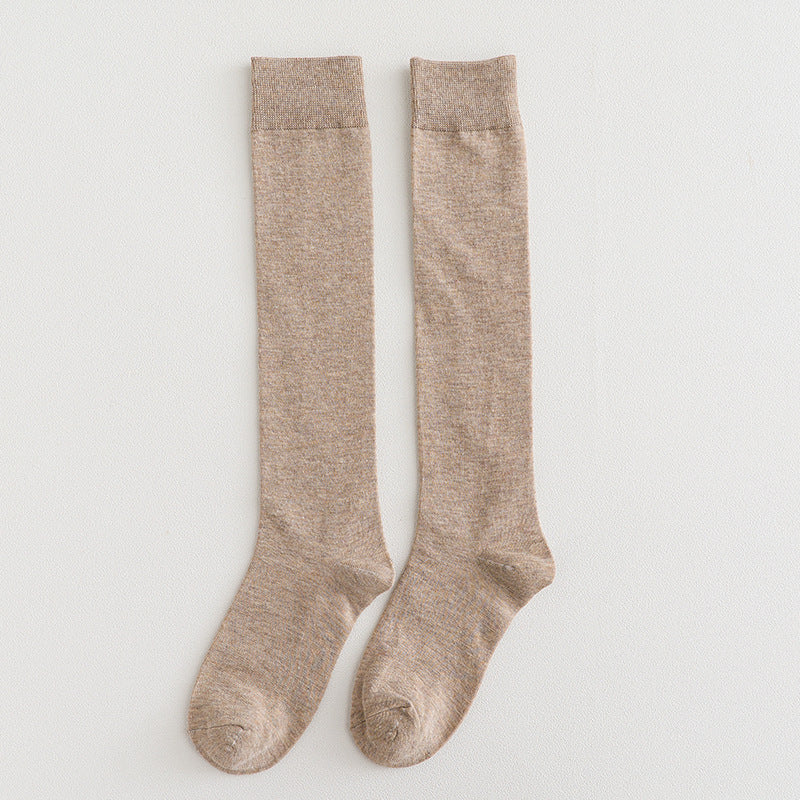 Solid Color Calf Socks Women's Cotton Long Socks