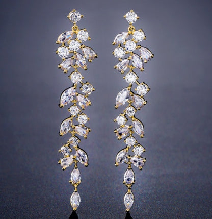 Creative Temperament Popular Style Inlaid AAA Zircon Long Earrings