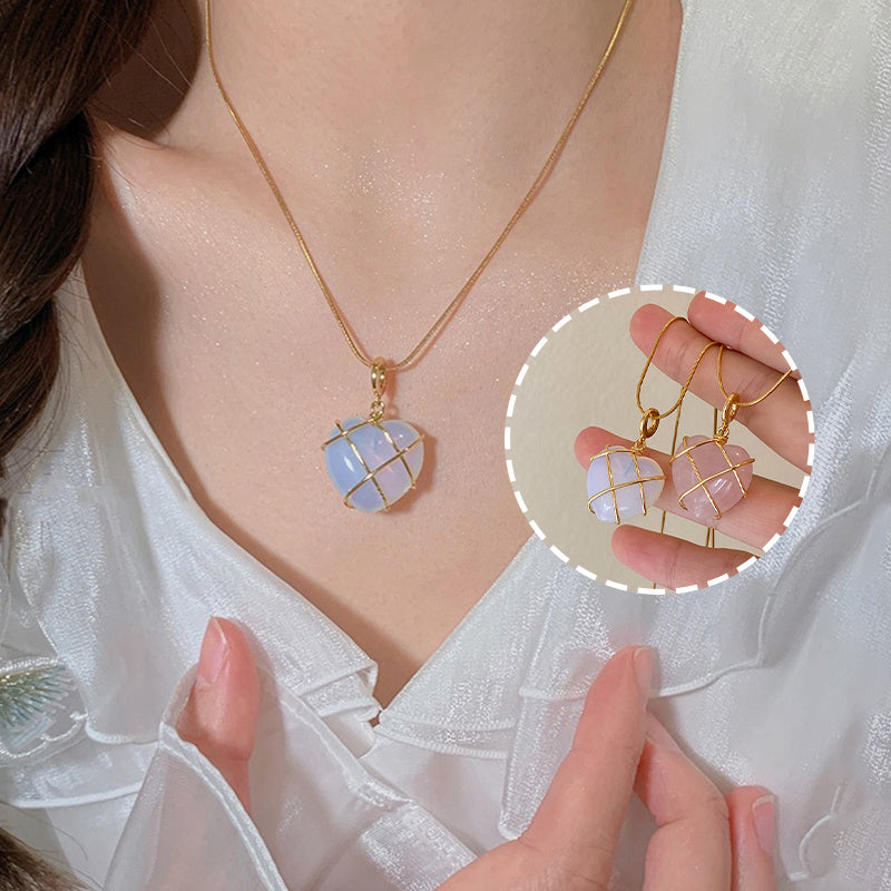 Collier en pierre de lune à la mode, pour princesse de dessin animé, amour fille, bijoux fantaisie