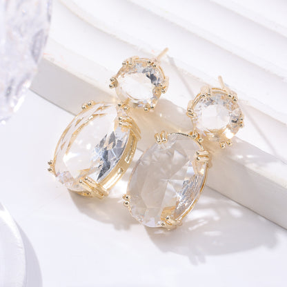 Ins Drop-shaped Rhinestones Earrings Creative Personality Alloy Oval Earrings