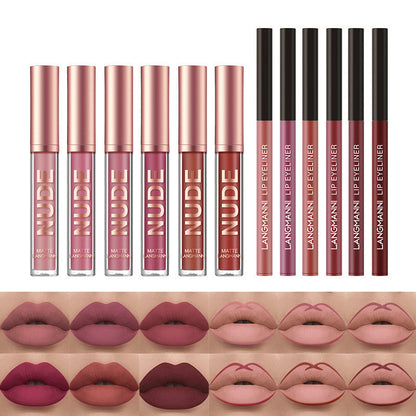 Makeup Lip Gloss Lip Liner Set av 12