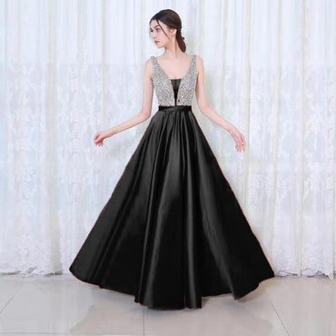 Off-the-shoulder Dress V-neck Evening Dress