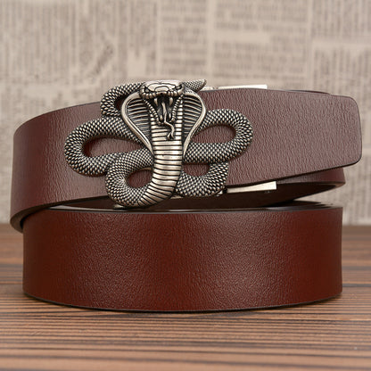 Men's Automatic Buckle Leather Cobra Casual Belt - Powerful Dominance