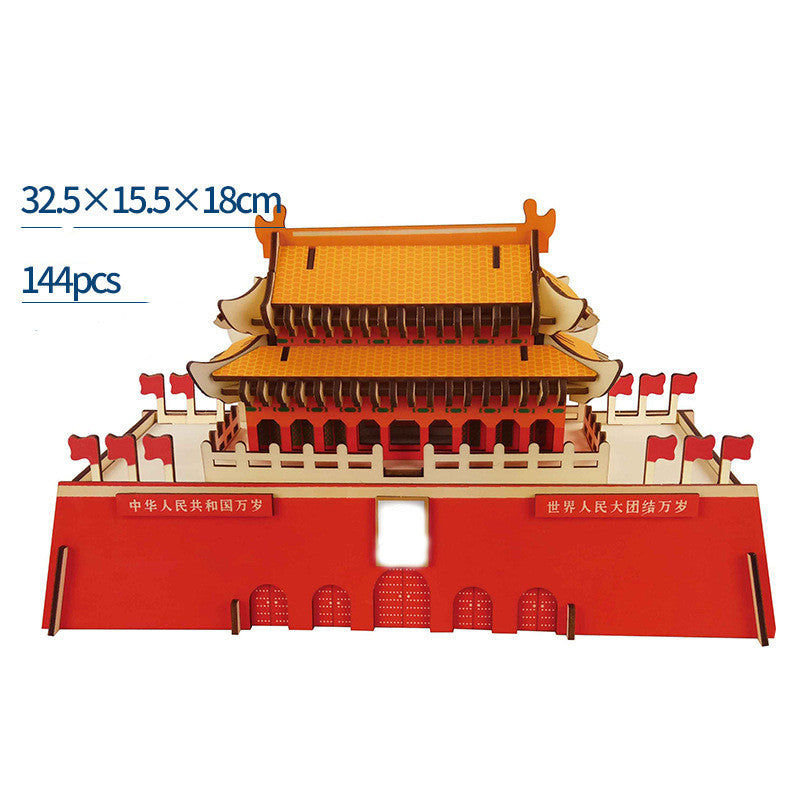 Puzzle de modèle de construction en bois, jouet 3d, planche de Puzzle tridimensionnelle