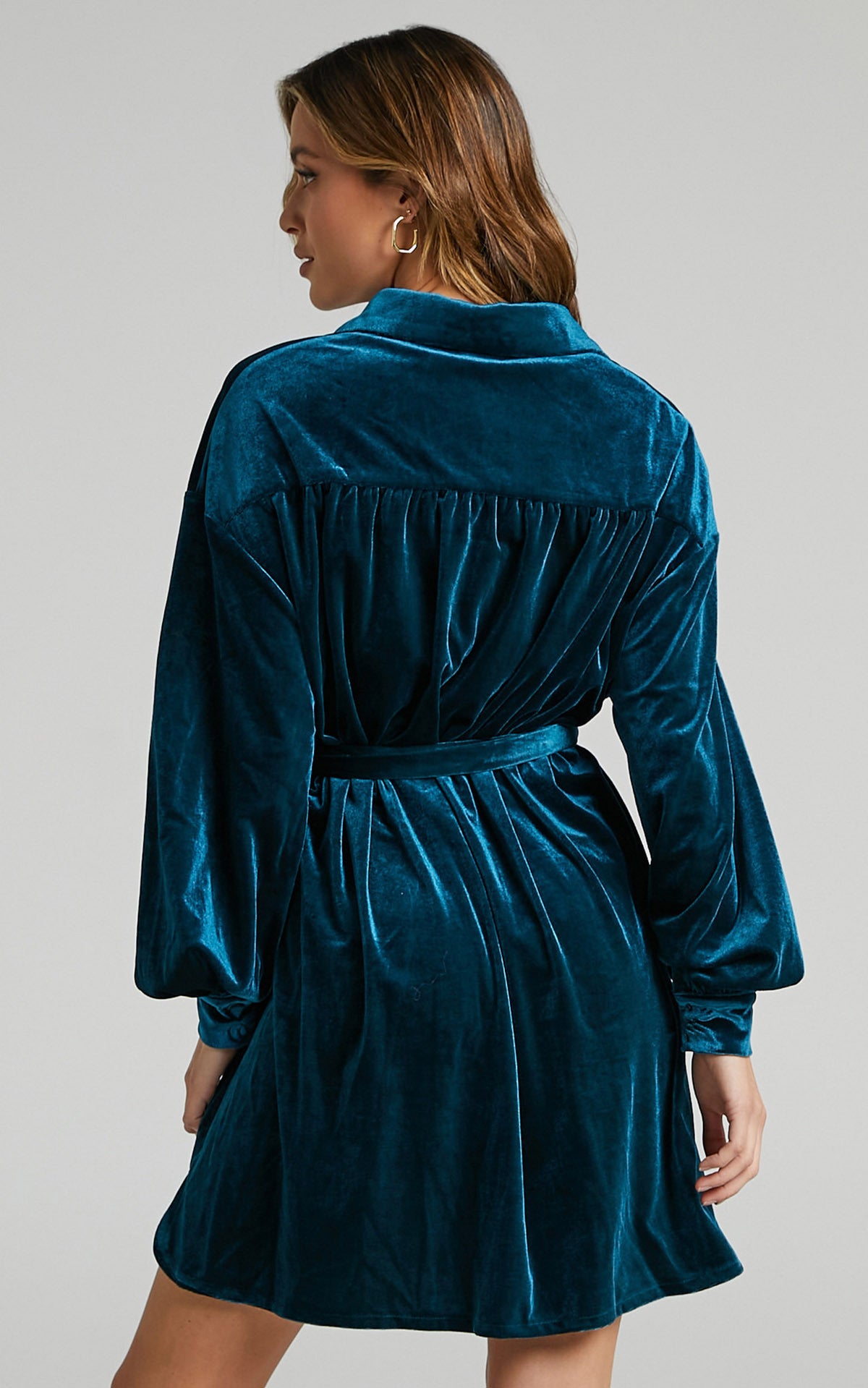 New Long Shirt Hot Sale Women's Gold Velvet Dress