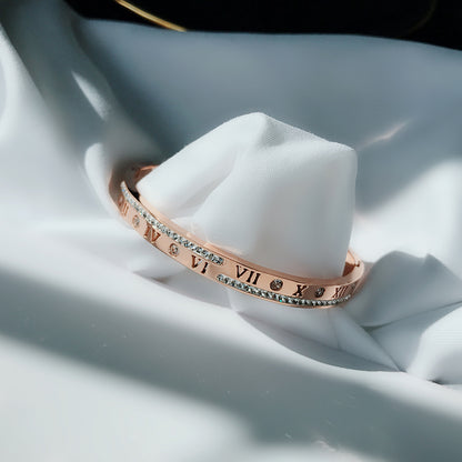 Armband i roséguld med titanstål, damhandsmycken, nät, rött