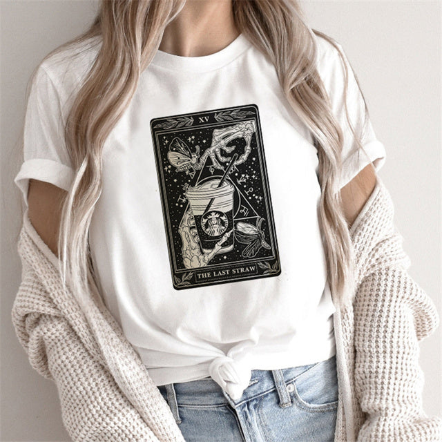 Fashion Tarot Women Print T-shirts Female Cartoon Tops