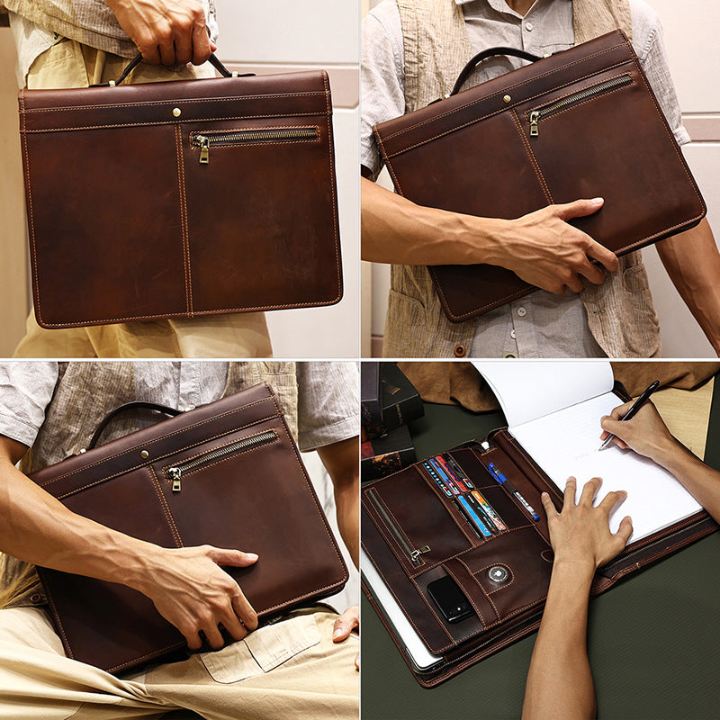 Crazy Horse cuir 13,3 pouces sac pour ordinateur portable Vintage hommes porte-documents