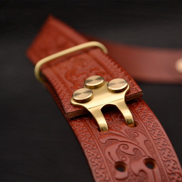 Men's Leisure Leather Belt Woven Pattern - Sophisticated Texture