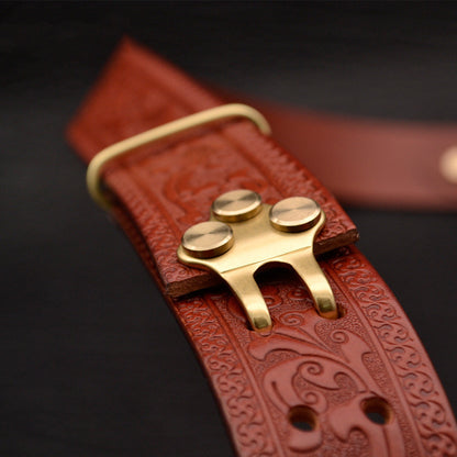 Men's Leisure Leather Belt Woven Pattern - Sophisticated Texture
