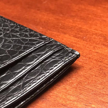 Portefeuille multi-cartes à la mode en cuir véritable motif crocodile pour hommes