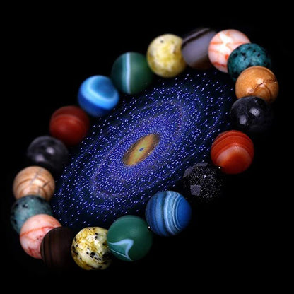 Solsystemet Åtta Sten Planet Armband Planeter Natursten Mala Pärla Strand Armband För Män Kvinnor Handgjort Universum Sol Chakra Armband Smycken