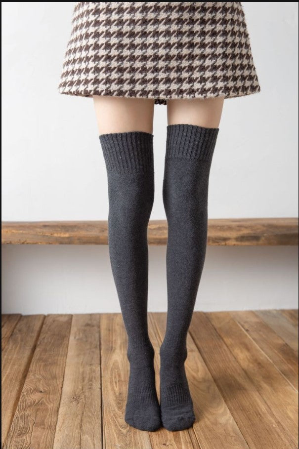 Autumn And Winter Over The Knee Socks Women Plus Velvet Thick Jk High Tube