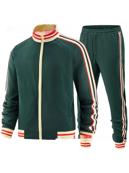 Men's Casual Sports Suit Color Matching Two-piece Set