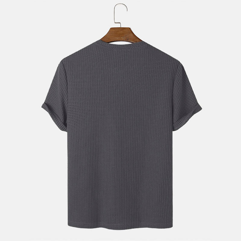 Män sommarenfärgade rundhalsade Basic T-shirts