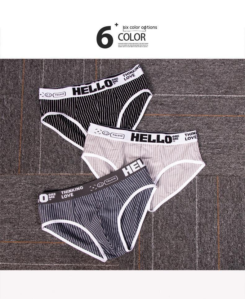 Striped Cotton Triangle Men's Briefs Low Waist Breathable Men's Underwear Briefs