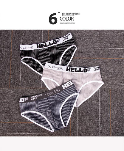 Striped Cotton Triangle Men's Briefs Low Waist Breathable Men's Underwear Briefs