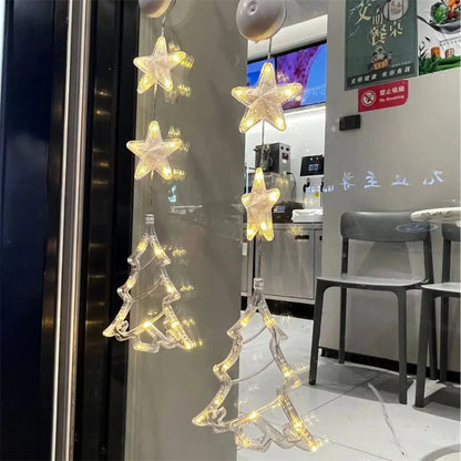 Noël 3 pièces lumière LED étoile arbre de noël suspendu ventouse lampe fenêtre ornements décoration pour la maison noël Navidad nouvel an décor décorations de noël