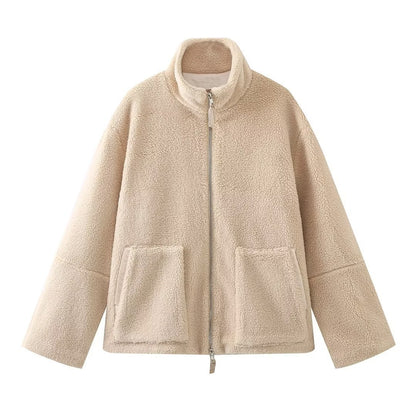 Women's Lamb Wool Turtleneck Woolen Coat