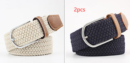 Women's Canvas Student Casual Stretch Braided Needle Buckle Belt - Youthful Confidence