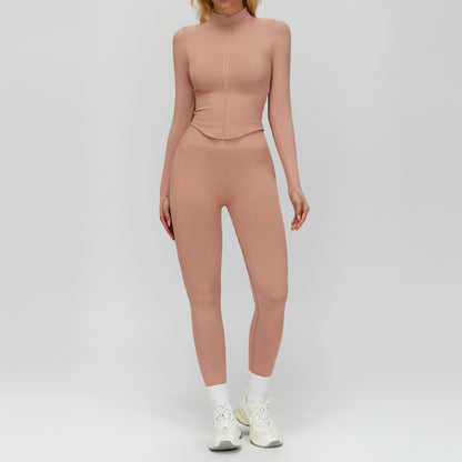 Seamless I-shaped Back-enhancing Workout Set For Women With Ribbed Waist-cinching Design