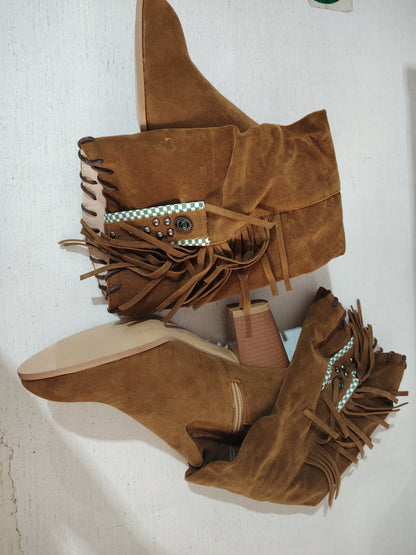 Frosted high-tube fringed women's boots