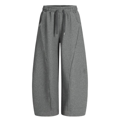American Retro Men's Stitching Drawstring Solid Color Matchet Pants