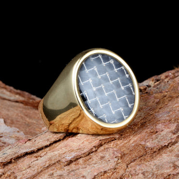 Popular Retro Carbon Fiber Titanium Steel Rings For Men And Women