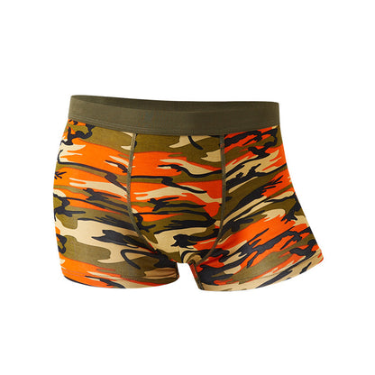 Kamouflage Herrunderkläder Modal Andningsbara Boxers Med Mellanhög Midja Mönstrade Boxers