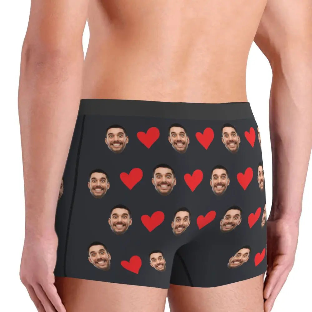 Sous-vêtements personnalisés avec Photo de visage, Boxer personnalisé en forme de cœur, slip personnalisé pour hommes, cadeau pour mari, cadeau d'anniversaire pour papa