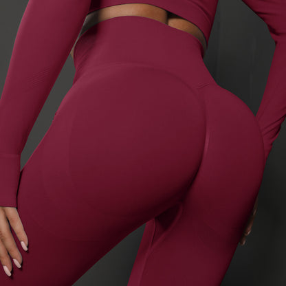 Pantalon de Yoga taille haute sans couture pour femmes, Leggings pleine longueur, couleur unie, Fitness, course à pied, Sport, tenues de gymnastique