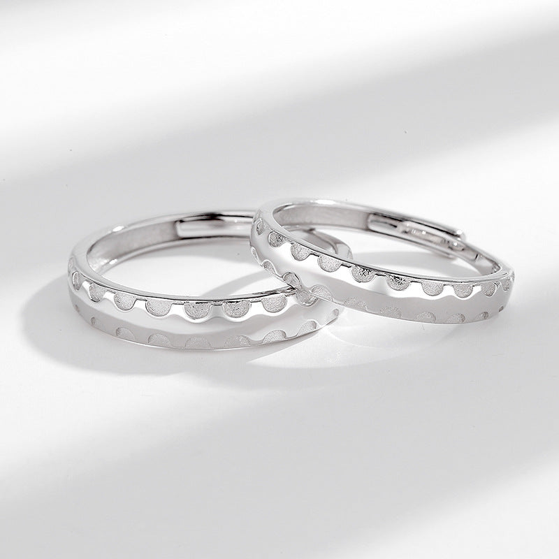 Sterling Silver Love Gear Couple Rings For Men And Women