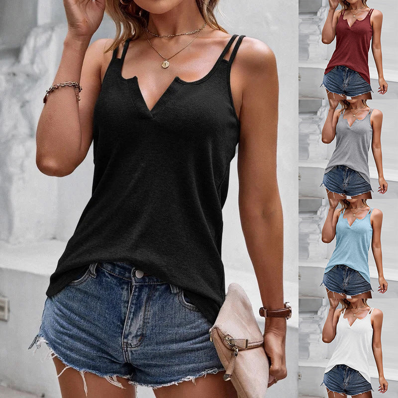 V-ringad Camisole Toppar För Kvinnor Casual Spaghetti Strap Tank Tops