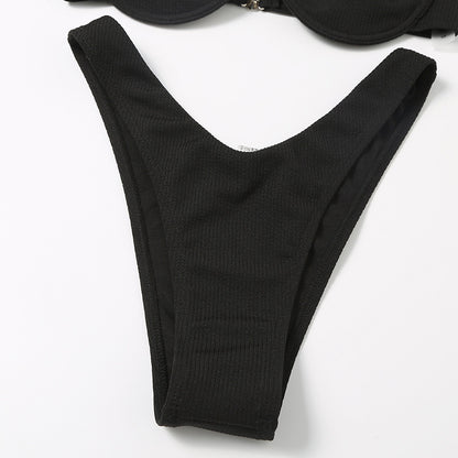 Ladies Sexy Swimsuit Split Solid Color Bikini