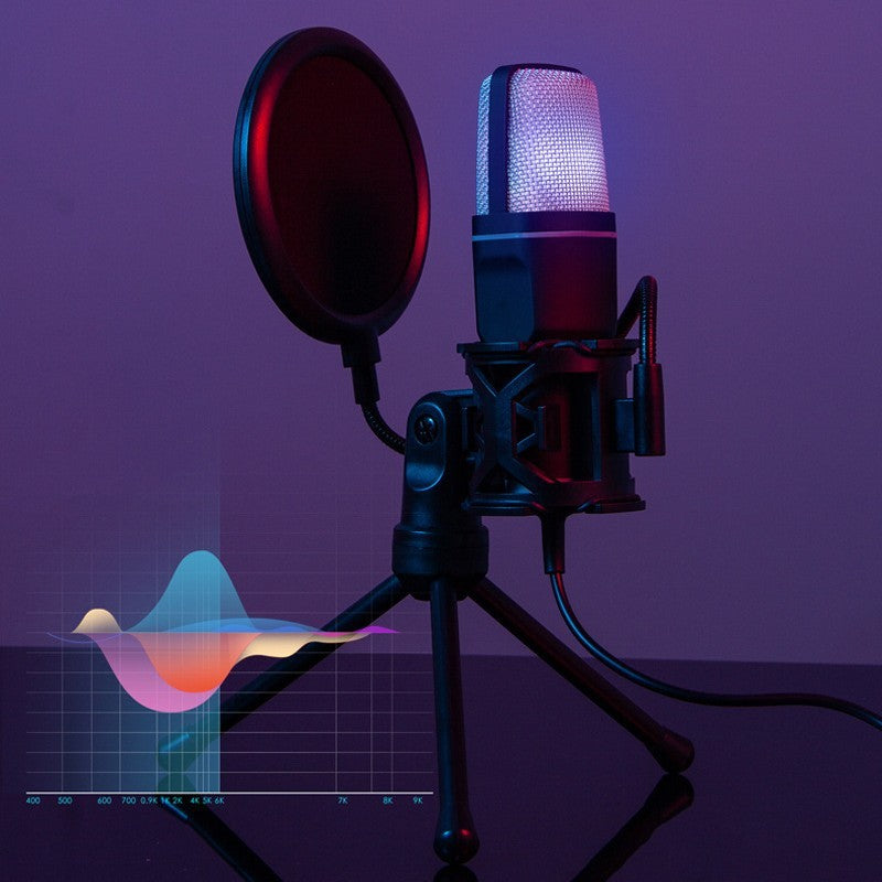 Klar Full RGB-kondensator Esports Gaming-skrivbordsmikrofon Datormikrofon
