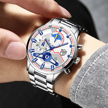 Mode Herr Kalender Armbandsur Affärs Quartz Klocka Studentklocka