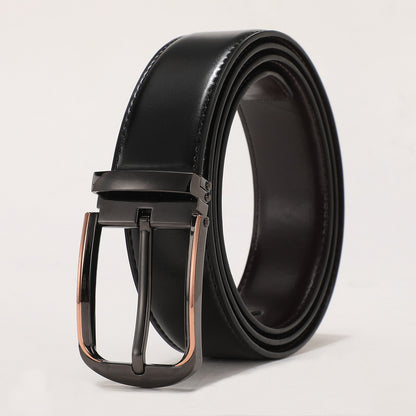 Ceinture à boucle ardillon double face en cuir véritable pour hommes