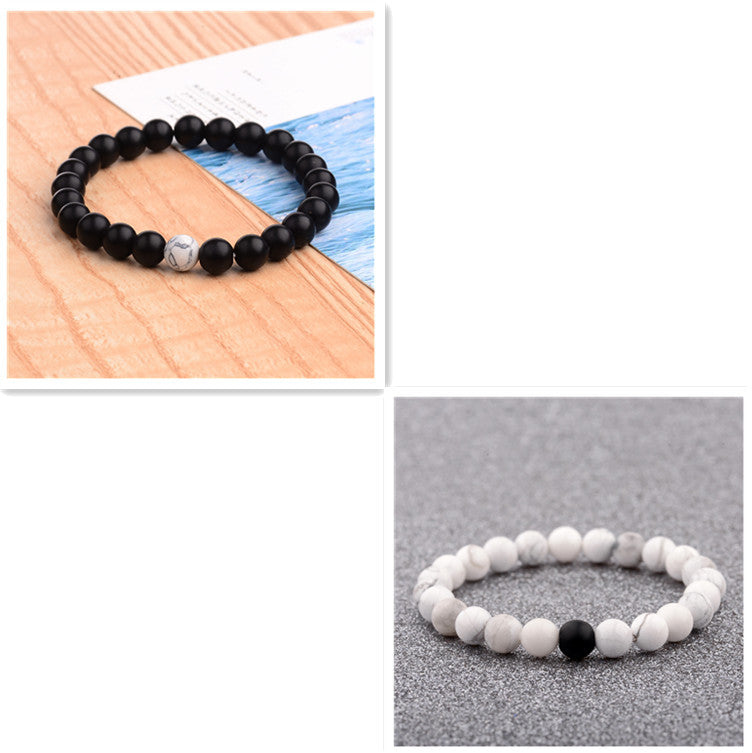 Natural stone couple distance bracelet