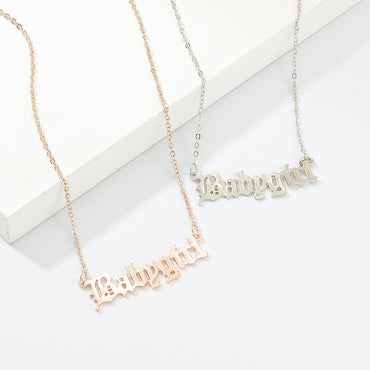 Fashion Old English Letter Babygirl Pendant Necklaces For Women Girls