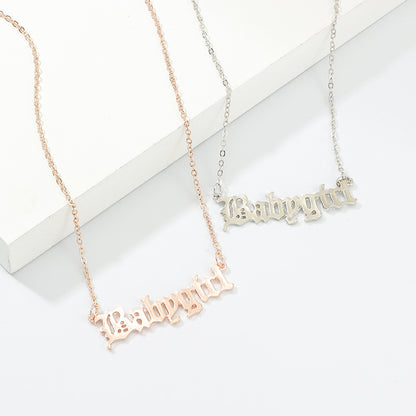 Fashion Old English Letter Babygirl Pendant Necklaces For Women Girls