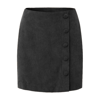 Professional Women's Corduroy High Waist Slim Hip Skirt - Polyester A-Line (3 Colors, S-XL, Fresh Sweet)