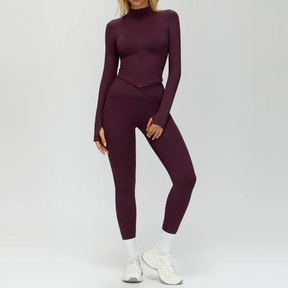 Seamless I-shaped Back-enhancing Workout Set For Women With Ribbed Waist-cinching Design