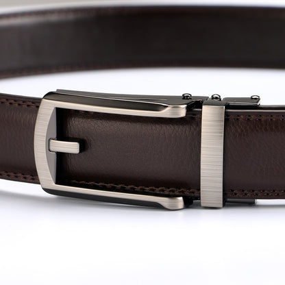 Men's Two-Layer Cowhide Fake Needle Automatic Buckle Special Belt - Distinctive Character