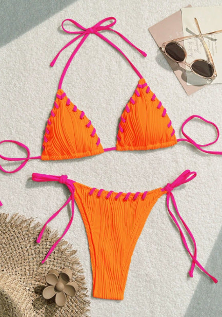 New Bikini Swimsuit Sexy Solid Color Black Eye Rope