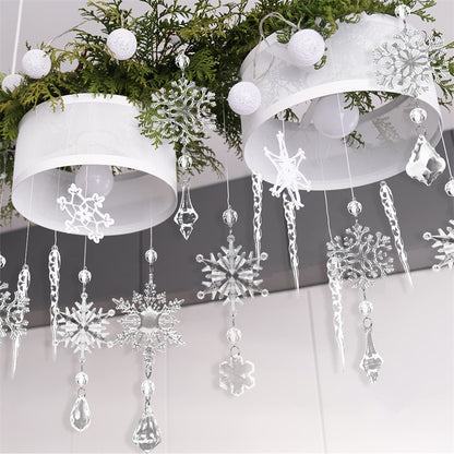 Pendentifs suspendus pour arbre de noël, 10 pièces, bande de glace en acrylique, plafond de neige, ornements de noël, décoration de nouvel an, décoration de maison