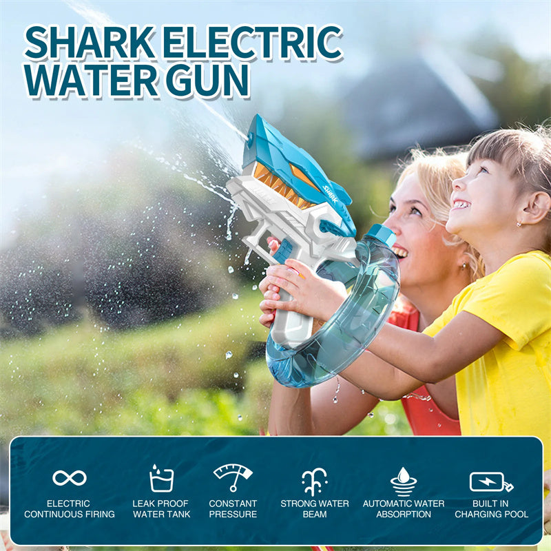 New Shark Electric Water Gun Toys Fully Automatic Continuous Fire Water Gun Large Capacity Beach Summer Children's Water Playing Toys