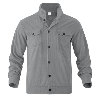 Simple Versatile Multi-pocket Long Sleeve Stand-up Collar Jacket Men's Clothing