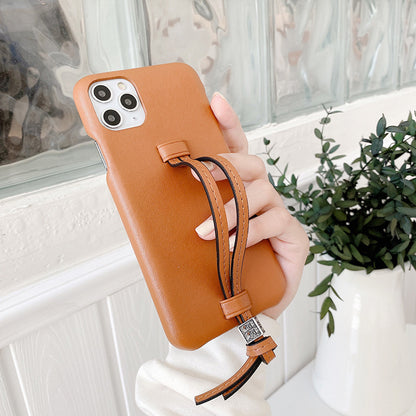 Three Bread Leather Wrist Strap Phone Case