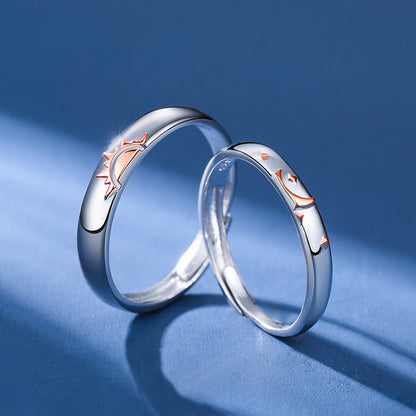 Sun Moon Sterling Silver Couple Rings For Women And Men